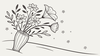 Elegant floral arrangement in vase, a timeless design element perfect for invitations, stationery, or branding, bringing a touch of nature and sophistication