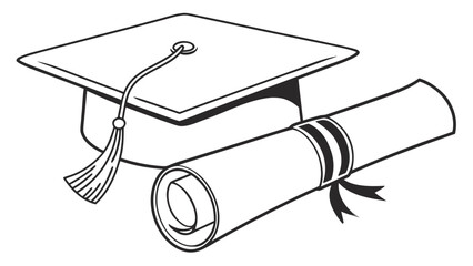 Celebrate Graduation Achievement with Cap and Diploma - Perfect for Invitations and Announcements, a Symbol of Academic Success and New Beginnings