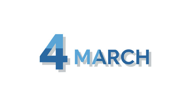 Elegant display showcasing the fourth of March date with subtle shades of blue typography against white background