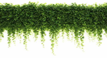 A lush green ivy vine with cascading leaves isolated on a white background