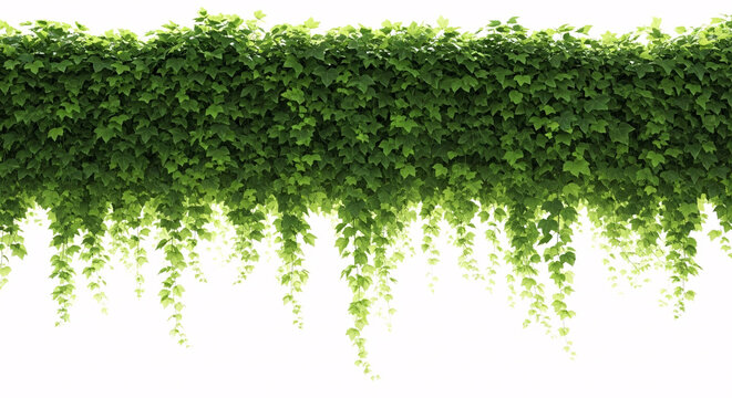 A lush green ivy vine with cascading leaves isolated on a white background