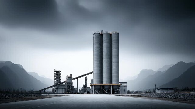 Modern Cement Plant Standing Tall by the Highway