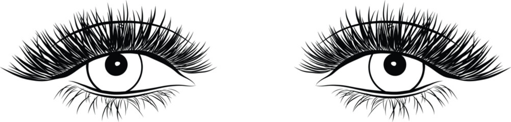 Hand drawn sketch Female women Beautiful eyelash extention eyebrows outline for cosmetic beauty makeup template design © SyedDesigner