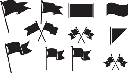 Flag icon set collection silhouette banner symbols