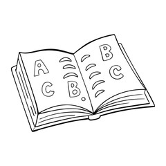 A fun open book coloring page featuring alphabet letters on its pages. Perfect for kids to learn letters creatively while coloring and exploring early literacy skills.
