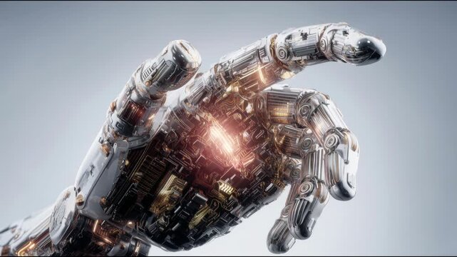 Futuristic robot hand symbolizing ai productivity enhancement roadmap and innovative automation technology concepts. AI Productivity Robot Hand &ndash; Animated Video Version