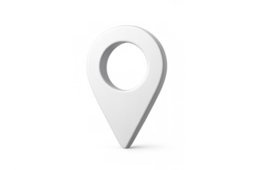 White 3d map pin marking a location or destination using gps navigation technology. Transparent background