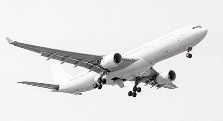 Fototapeta premium Commercial airplane taking off against a bright sky, showcasing modern aviation technology and travel