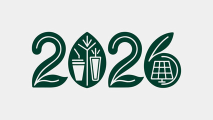 A symbolic representation of the year 2026 with natureinspired elements, showcasing sustainability, environmental consciousness, and future goals