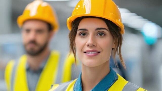 Confident Constructors: Two focused constructors showcase expertise in the industry, highlighted by their yellow hardhats and a display of teamwork and capability.