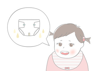 オムツについて考える赤ちゃん