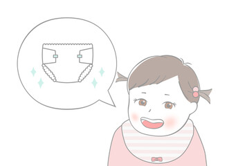 オムツについて考える赤ちゃん
