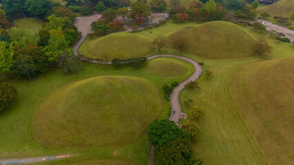 Autumn of Daereungwon ancient tomb in Gyeongju, Korea