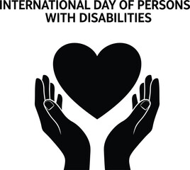Obraz premium Inspirational graphic for International Day of Persons with Disabilities, heart and hands symbol