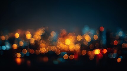 A Stunning Nighttime View of a Cityscape with Beautiful, Soft Bokeh Lights Creating a Captivating Atmosphere