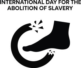 International Day for the Abolition of Slavery logo with broken chain and footprint