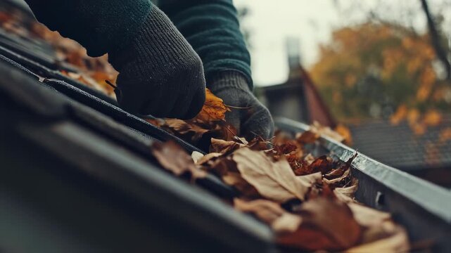 Clearing Autumn Leaves from Gutters for Home Maintenance and Seasonal Preparedness