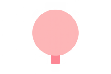 Pink minimalist flat design tree illustration with a round crown and simple trunk, isolated on transparent background