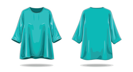 Elegant turquoise tunic illustration showcasing front and back views for fashion design and style inspiration