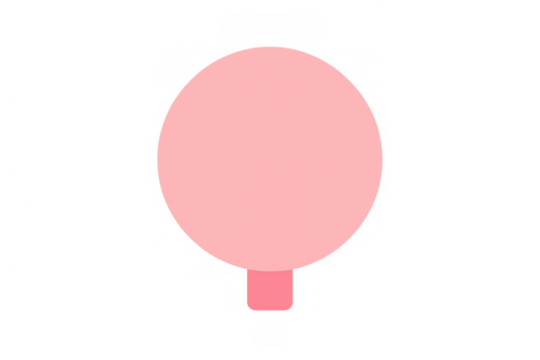 Pink minimalist flat design tree illustration with a round crown and simple trunk, isolated on transparent background