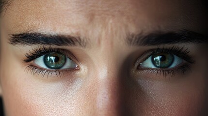 Fototapeta premium Captivating Close-Up of Green Eyes with Expressive Emotion and Smooth Skin Tone