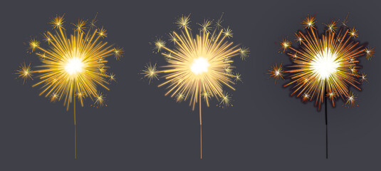 Bengal fire set drawing Birthday clip art festive greeting cards hands holding sparkler. Small firework on stick Happy New Year party invitation firework illustration Magic wand accessory colorful art