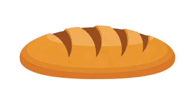 Golden Brown Loaf Of Bread Illustration Isolated On Black