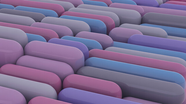 Abstract pastelcolored rounded rectangular shapes arranged in rows and columns