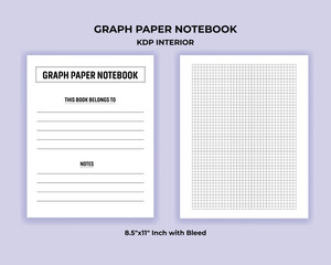 Printable Graph Paper Journal, Square Grid KDP Interior for Students, Engineers, and Artists