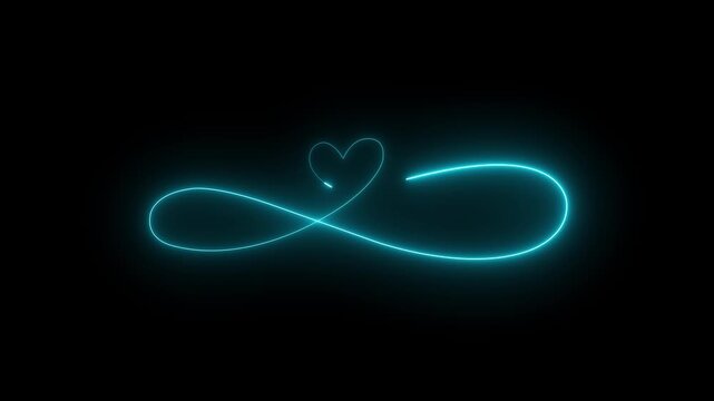 glowing neon Romantic Love and Infinity icon animation. Love and infinity icon. infinity symbol with heart shape icon, infinity love icon animation. Romantic Love and Infinity Continuous icon.