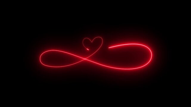 glowing neon Romantic Love and Infinity icon animation. Love and infinity icon. infinity symbol with heart shape icon, infinity love icon animation. Romantic Love and Infinity Continuous icon.