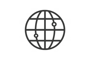 Global network connection icon representing worldwide communication, internet, and data exchange with transparent background