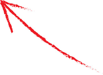 Hand-drawn red marker arrow isolated on white background, arrow mark hand drawn. Arrows icon.