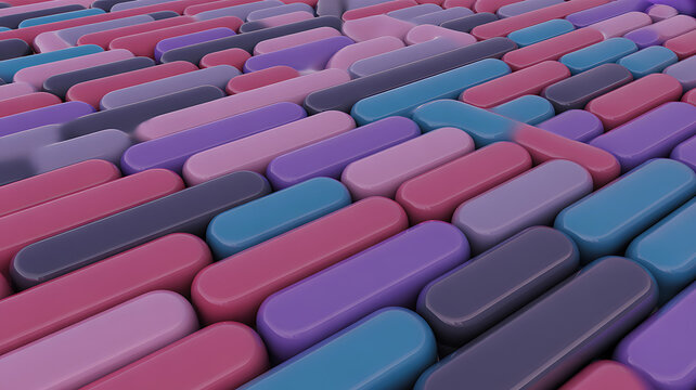 Abstract pattern of rounded rectangular shapes in pastel colors