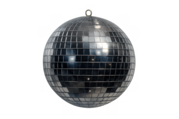 Disco ball reflecting light, symbolizing celebration, party, and retro entertainment. Isolated on transparent background