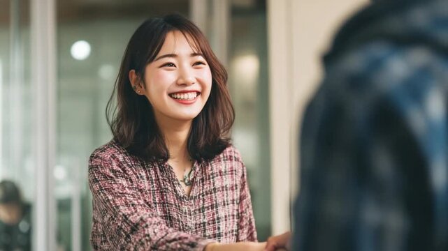 Genuine Smile in the Moment: A candid portrait of a beautiful young woman, radiating warmth and sincerity with a natural smile, captured in a moment of genuine connection.
