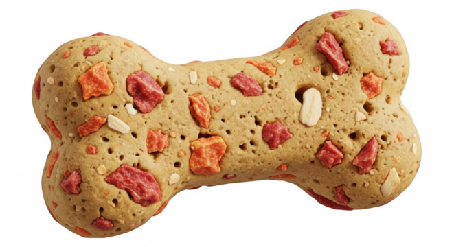 Dog biscuit bone shaped with embedded treats