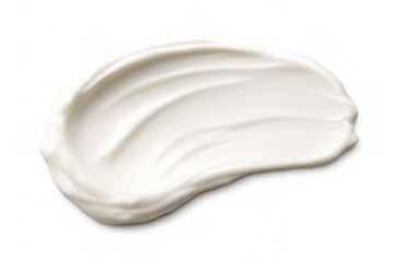 Cosmetic cream swatch with rich texture. White smear of beauty product or skincare lotion on transparent background