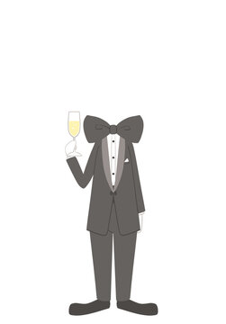 タキシード姿の男性キャラクター全身イラスト・顔なしPNG