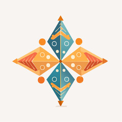 Geometric Abstract Composition with Orange Blue and White Color Palette.