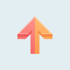 Gradient Arrow Pointing Upward with 3D Effect and White Center.