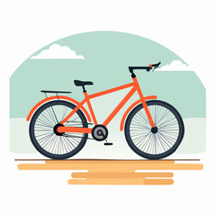 Vector Illustration of a Bright Orange Bicycle with Black Wheels and Details.