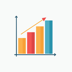Upward Trending Bar Graph with Arrow Business Growth Illustration.
