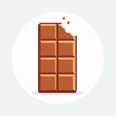 Vector Illustration of a Chocolate Bar with a Bite Taken Out.