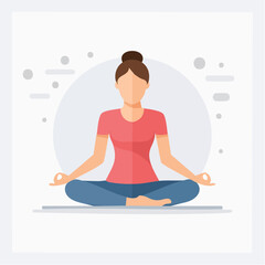 Woman in Lotus Position Meditating Wearing Pink Shirt and Blue Pants.