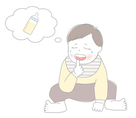 ミルクについて考える赤ちゃん