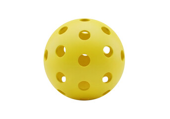Yellow pickleball with holes isolated on transparent background