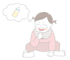 ミルクについて考える赤ちゃん