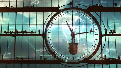 Big clock with a light bulb representing innovative business ideas - Powered by Adobe