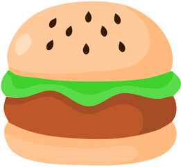 Illustration of a Hamburger with Lettuce